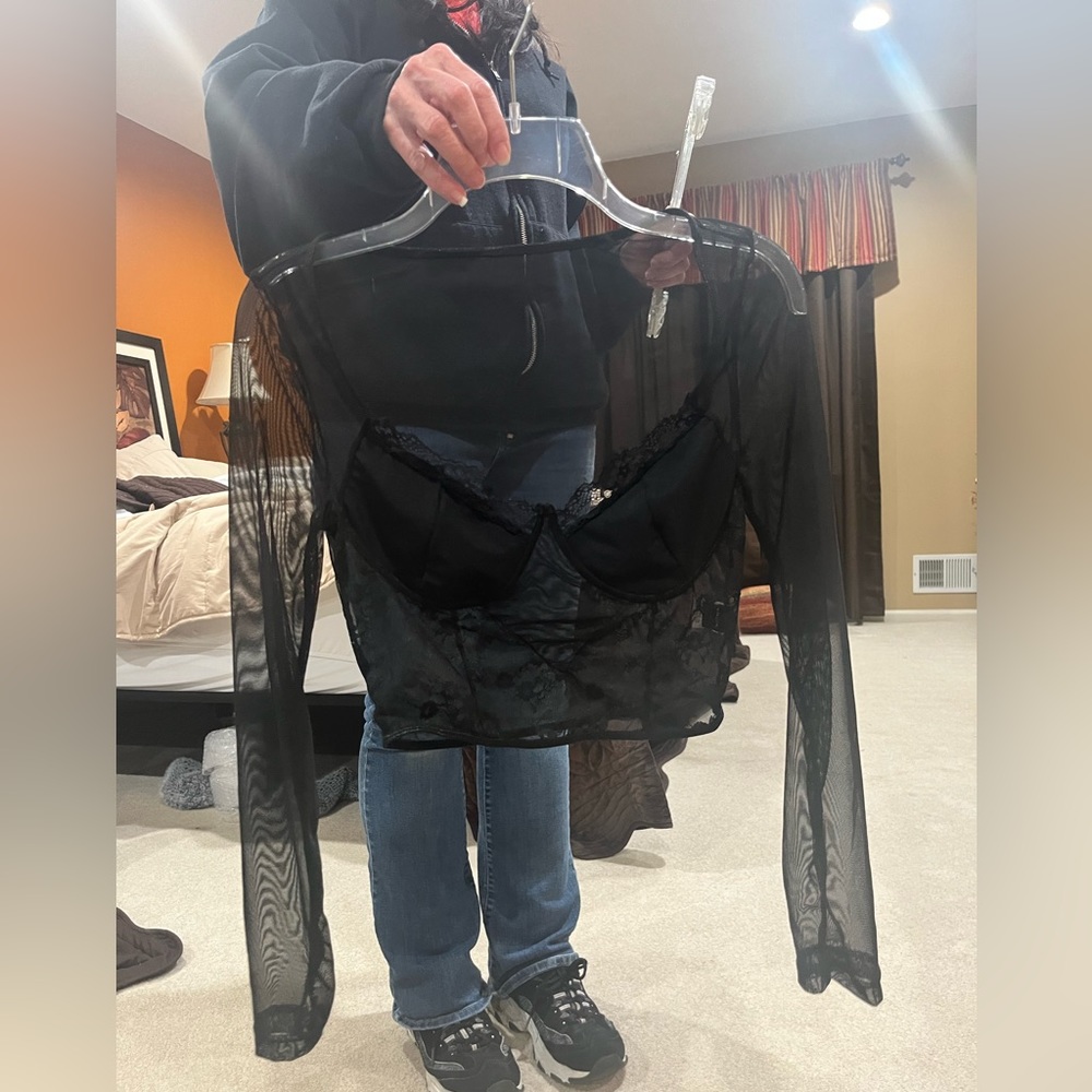 black blouse lingerie